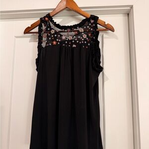 Faith and Joy Black Floral Mesh Blouse